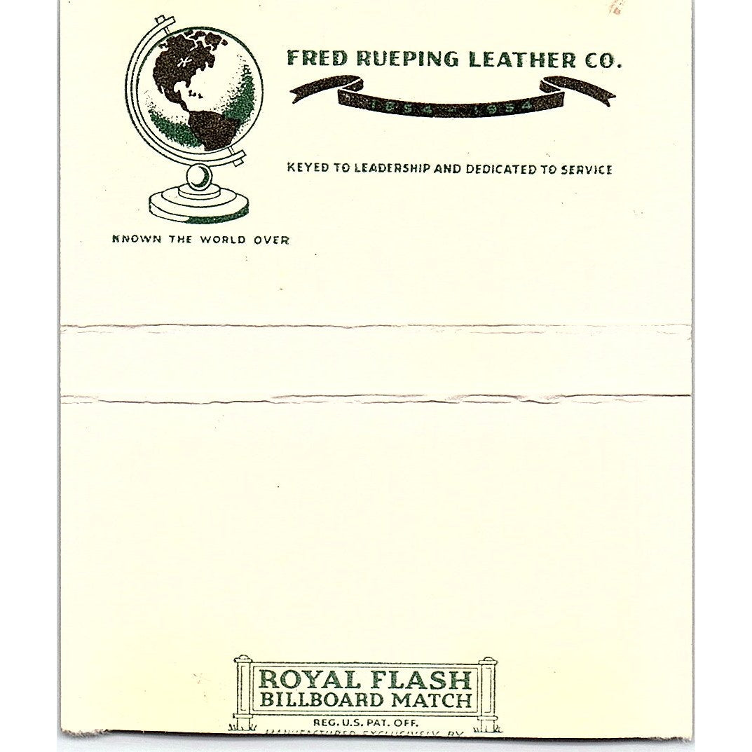 1954 Fred Rueping Leather Co 100th Anniversary Fond Du Lac Matchbook TB6-MB2-10