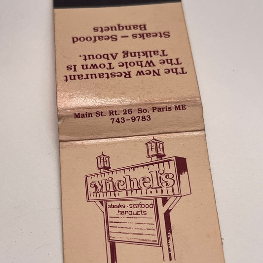 Michel's Restaurant Main Street Paris Maine Vintage Matchbook Cover TB8-MB-5