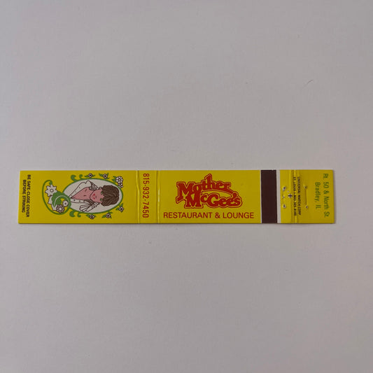 Mother McGee's Restaurant Bradley IL Vintage Matchbook TB6-MB2-9