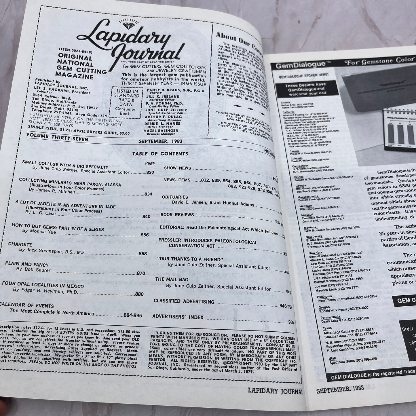 Charoite in Gold - Lapidary Journal Magazine - Sep 1983 M24