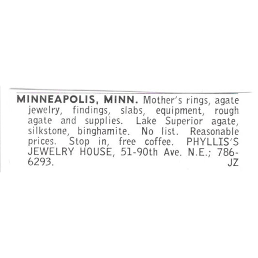 Phyllis's Jewelry House Minneapolis Minnesota 1972 Ad AF8-S26