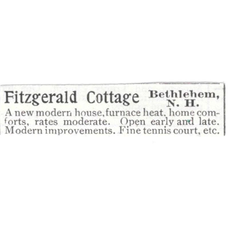 Fitzgerald Cottage Bethlehem NH c1918 Original Advertisement AE5-SV2