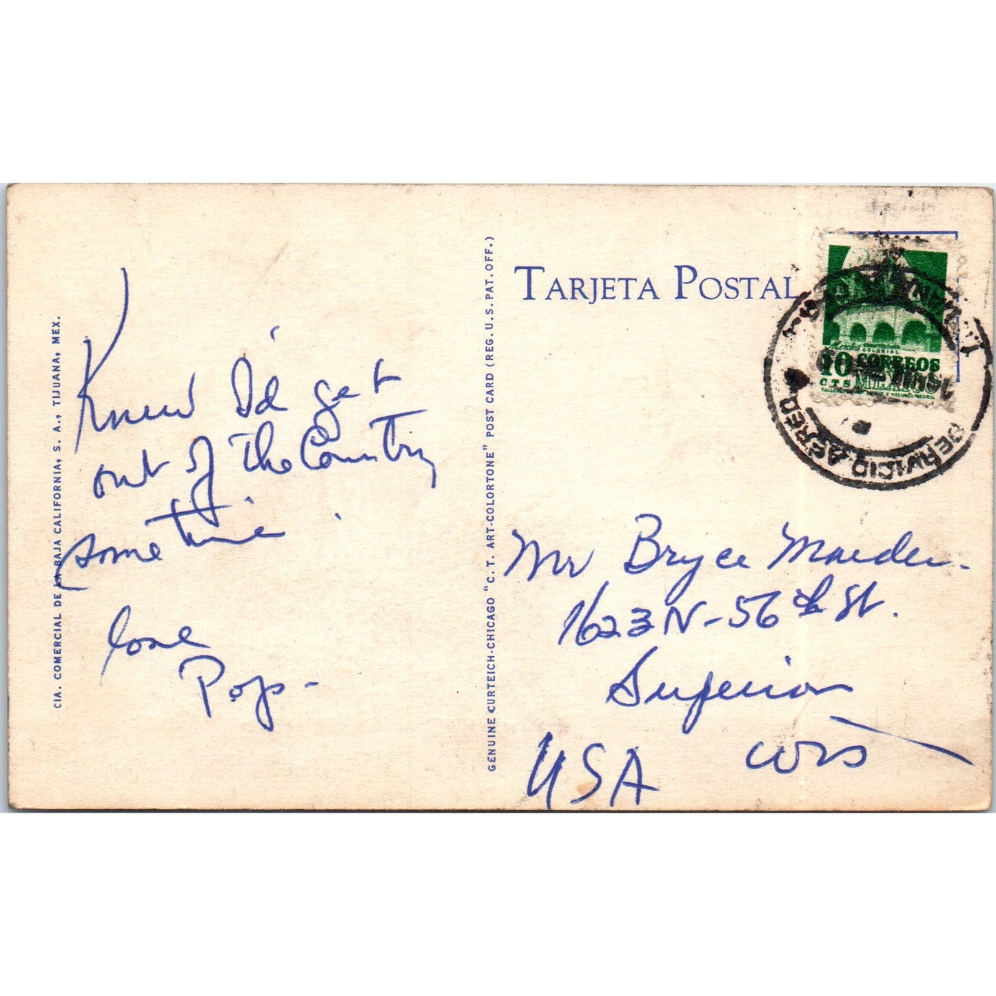 Clubhouse & Grandstand Agua Caliente Jockey Club Tiajuana Vintage Postcard PD9