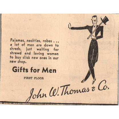 John W. Thomas & Co Gifts for Men 1935 Minneapolis Journal Advertisement AE7-N2