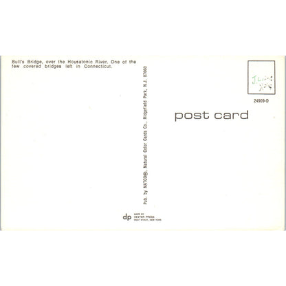 Bull's Bridge Housatonic River Connecticut Covered Bridge Postcard PB13