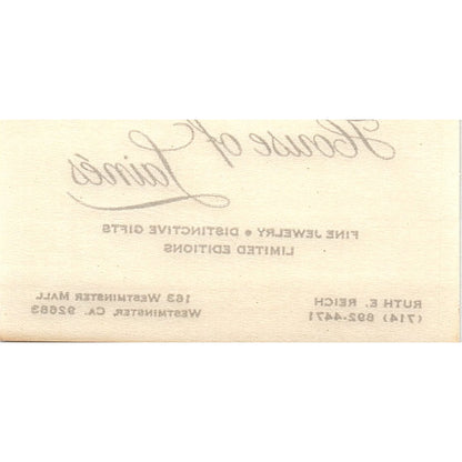 House of Laines Fine Jewelry Westminster  CA Vintage Business Card SB4-B2