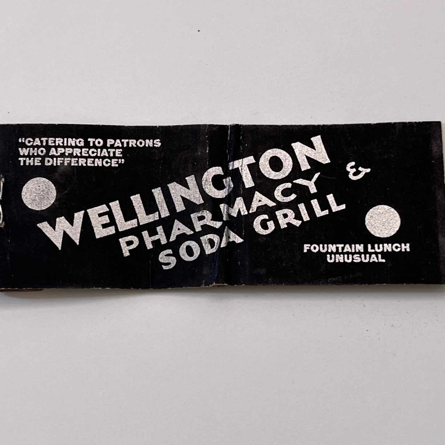 Wellington Pharmacy & Soda Grill Walpole Vintage Matchbook Cover TB8-MB3-6