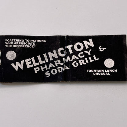 Wellington Pharmacy & Soda Grill Walpole Vintage Matchbook Cover TB8-MB3-6