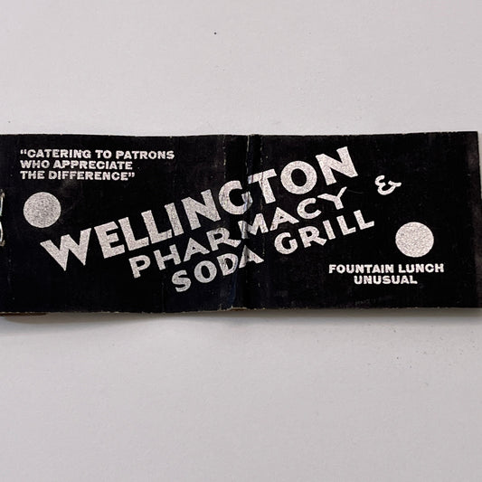 Wellington Pharmacy & Soda Grill Walpole Vintage Matchbook Cover TB8-MB3-6