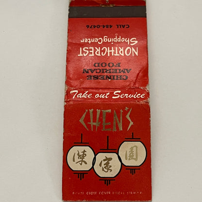 Chen's Chinese American Food Fort Wayne IN Vintage Matchbook TB6-MB2-14