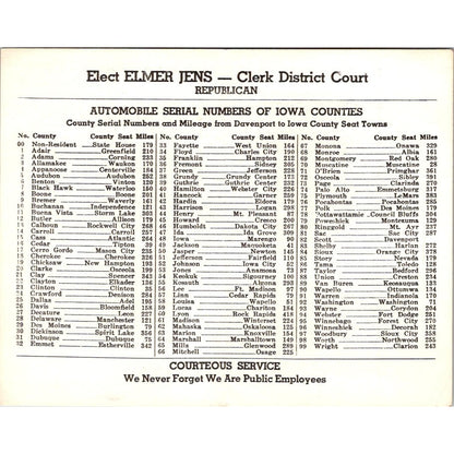 Elect Elmer Jens Republican Clerk District Court Scott County IA Leaflet AI9-M25