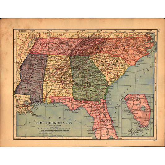New England States & Central States Double Sided 1901 Map V14-1