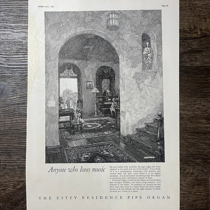 1923 The Estey Residence Pie Organ Franklin Booth Vintage Magazine Ad 11x14 V9