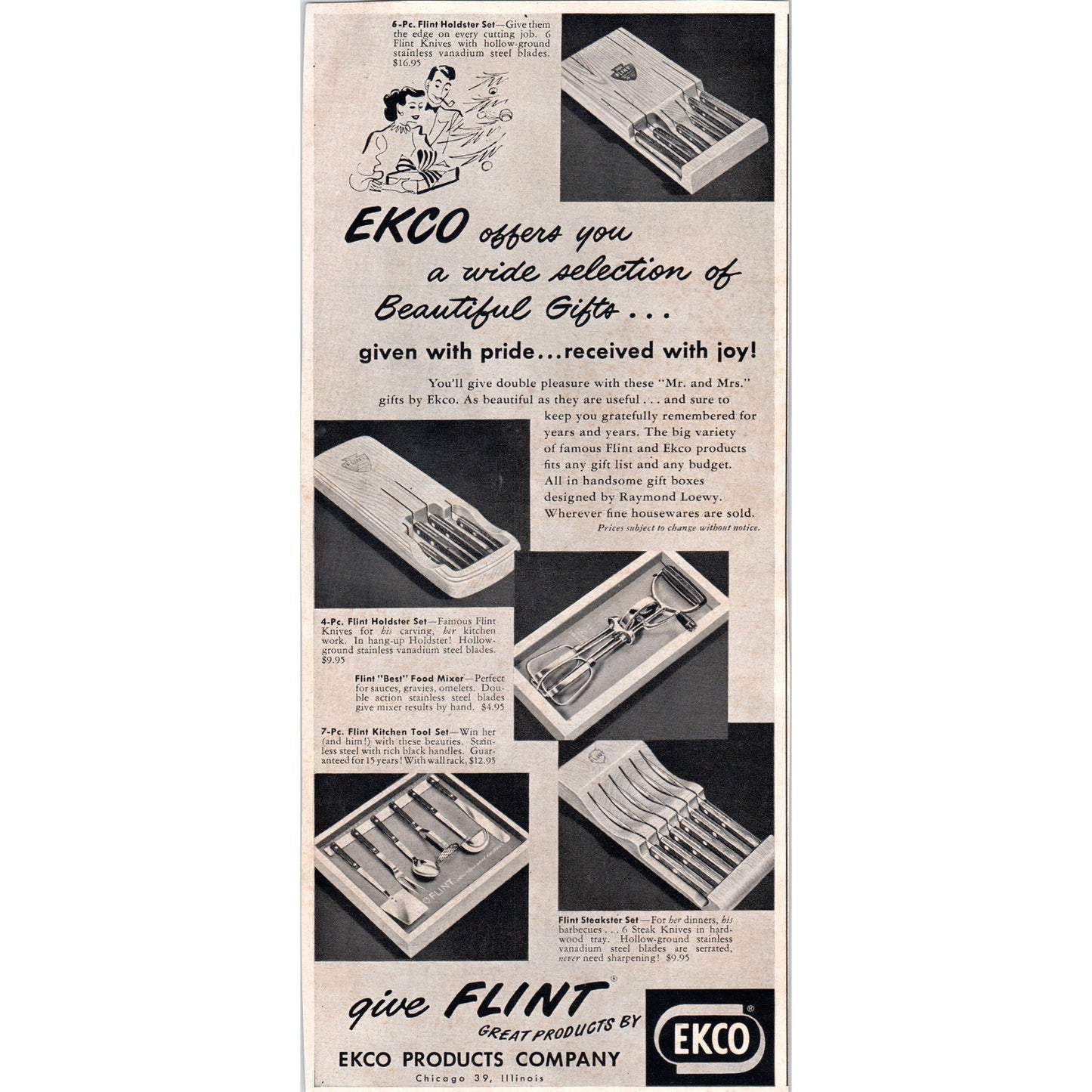 Ekco Products Company Christmas Gift Ideas Chicago 1951 Magazine Ad D17