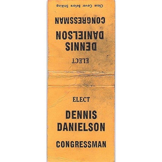 Elect Dennis Danielson Congressman Eau Claire WI Vintage Matchbook Cover SF3-Y7