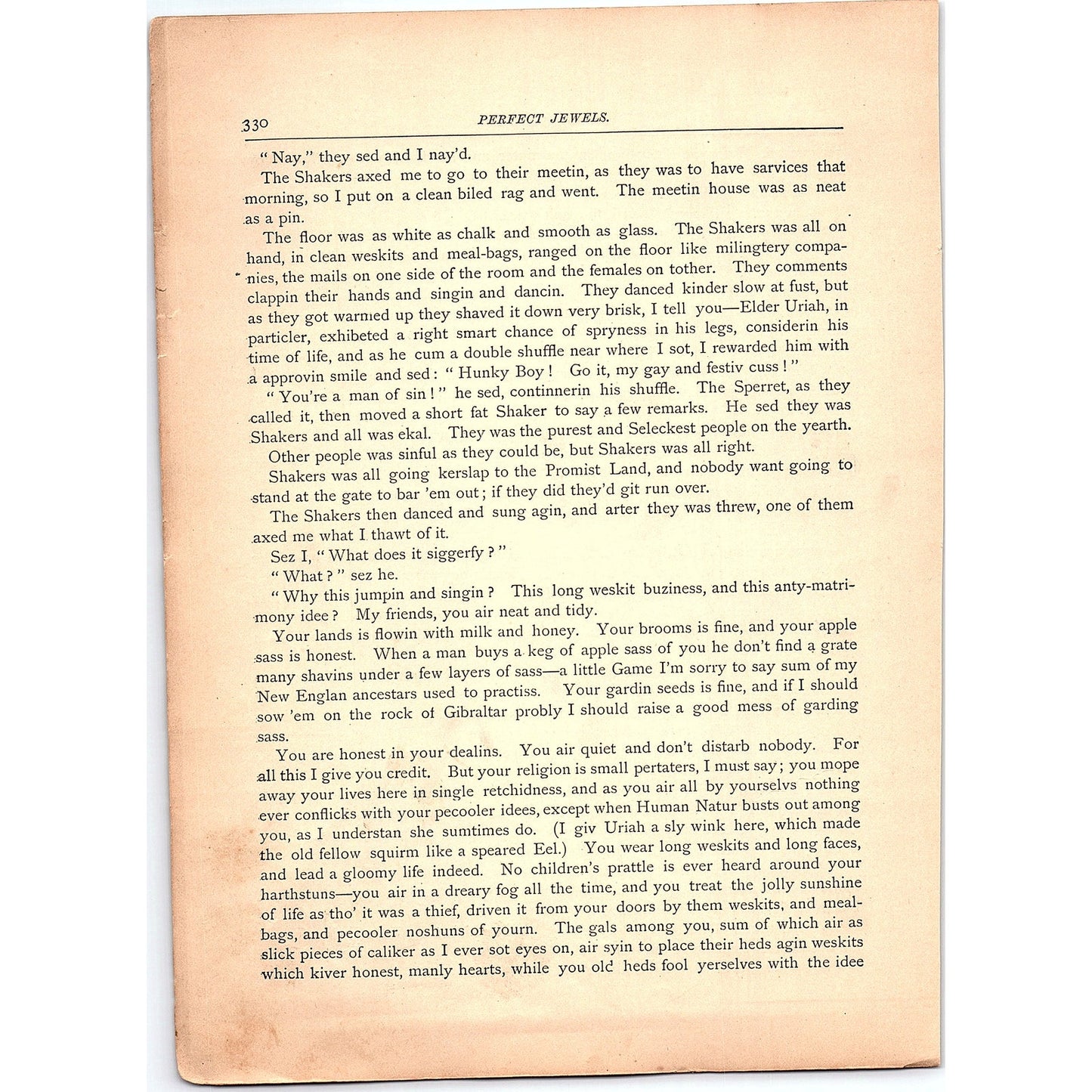 The Shakers - Artemus Ward 3 Pages 1884 Poem TA5-CJ-6