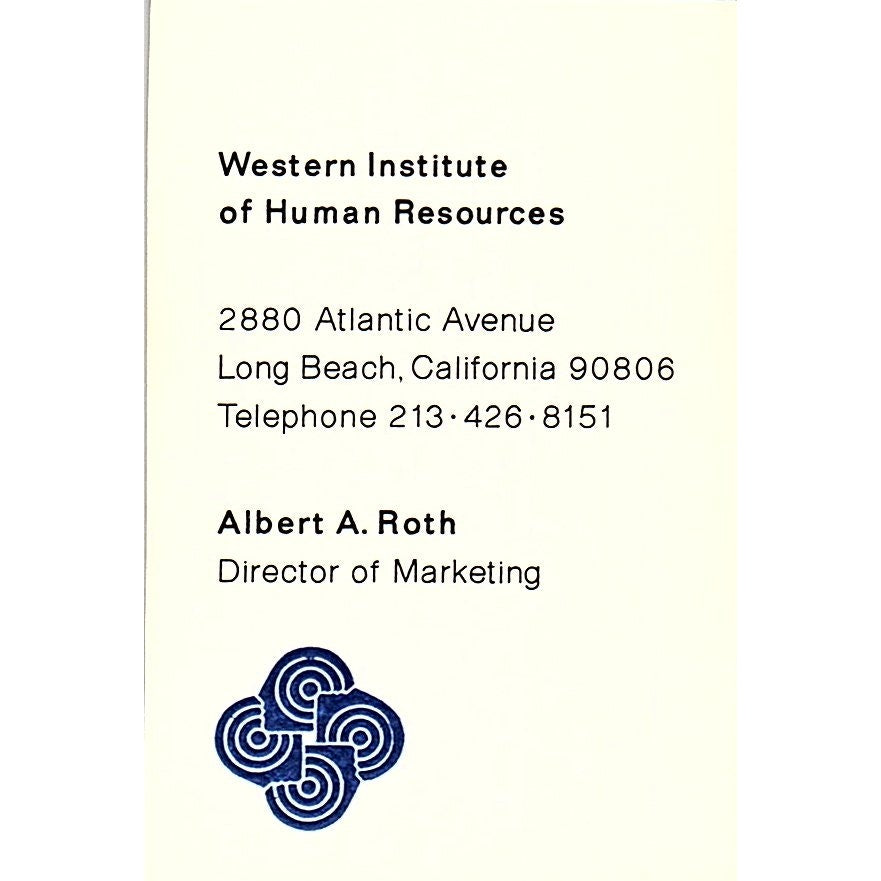 Albert A Roth Western Institute of Human Resources Long Beach Vtg Card SD9-B11