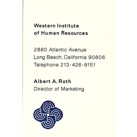 Albert A Roth Western Institute of Human Resources Long Beach Vtg Card SD9-B11