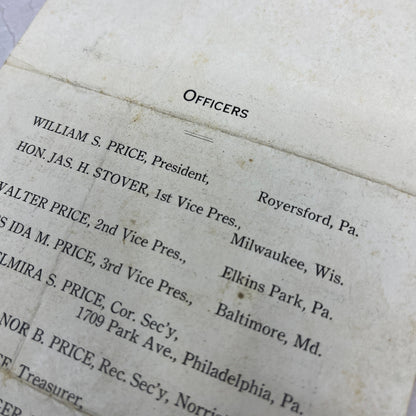 1923 Price Family Reunion Invitation Norristown William S. Price Royersford D22