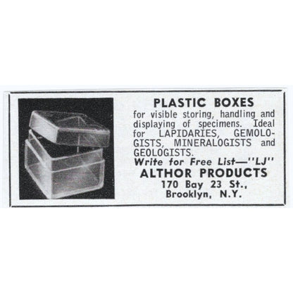 Althor Products Plastic Boxes for Lapidaries Brooklyn NY 1964 Magazine Ad AB6-S5