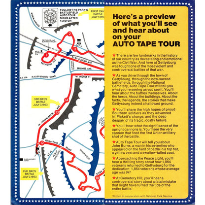 1970s The Battle of Gettysburg Auto Tape Tour on Cassette Travel Brochure TF4-BB