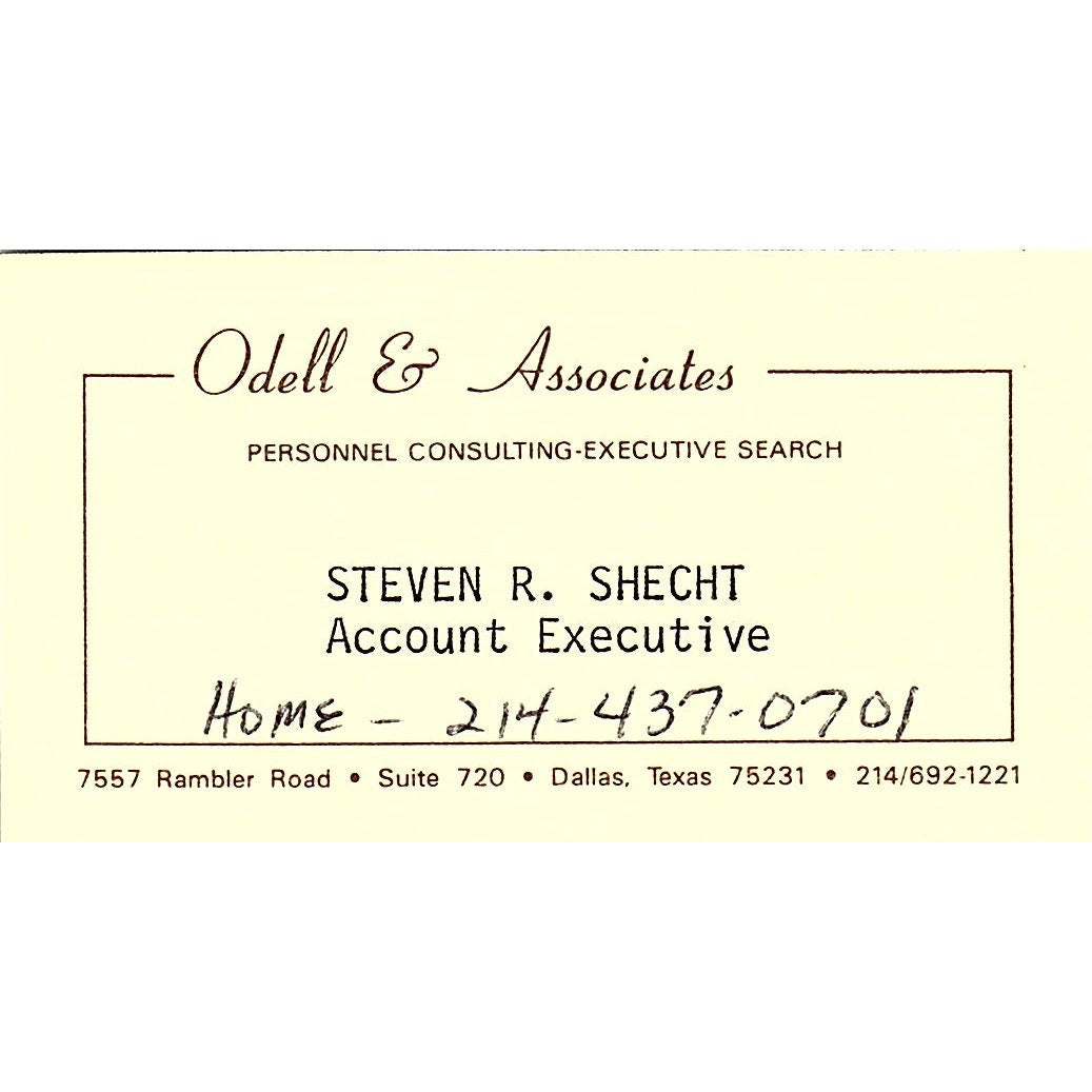 Steven R Shecht Odell & Associates Dallas TX Vintage Business Card SD9-B12