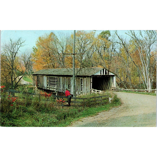 Rock Creek Ashtabula Ohio Covered Bridge Postcard PB10