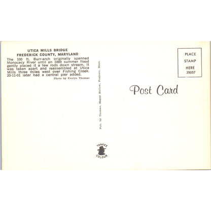 Utica Mills Bridge Frederick County MD Covered Bridge Postcard PB12