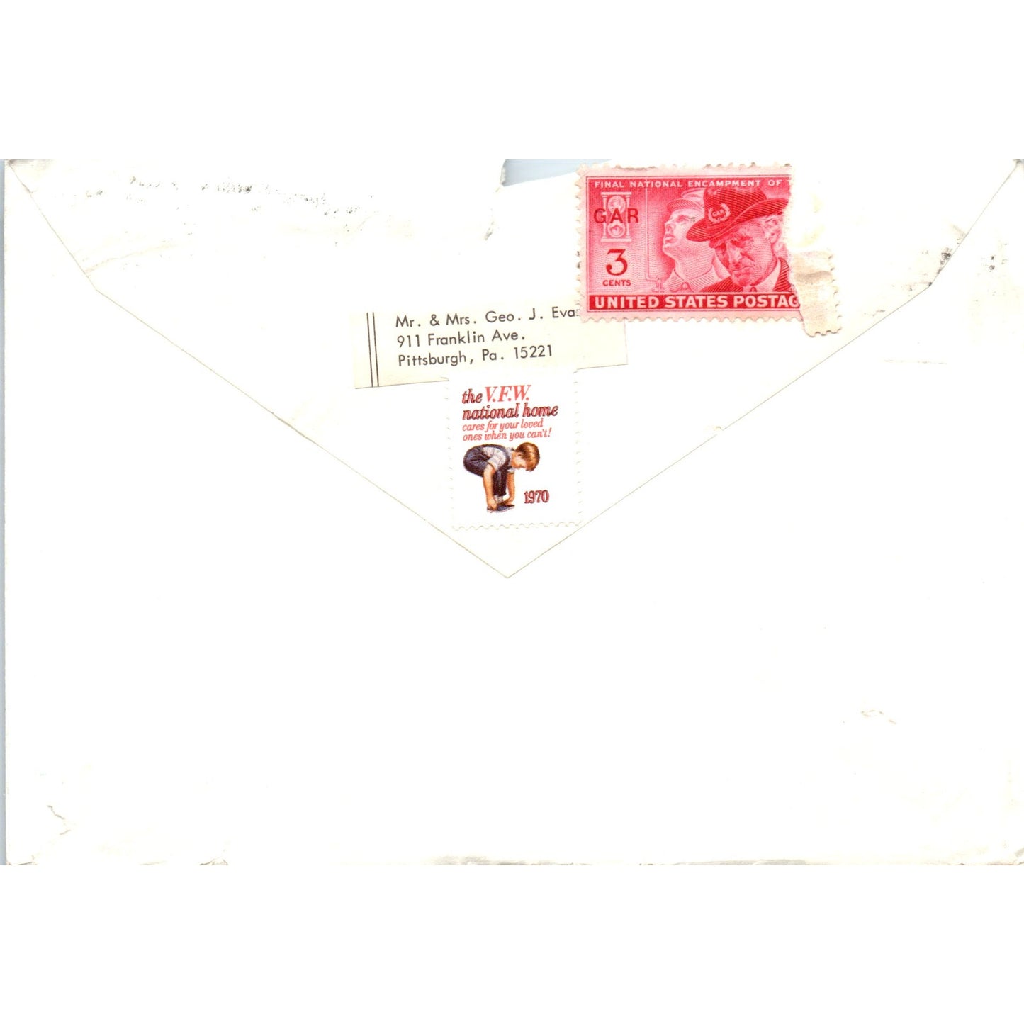 A.J. Harkins Family Philadelphia PA Postal Cover Envelope TG7-PC3