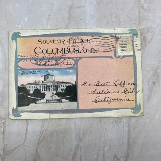 1917 Columbus Ohio Souvenir Folder Book Fold-Out TI8-S1