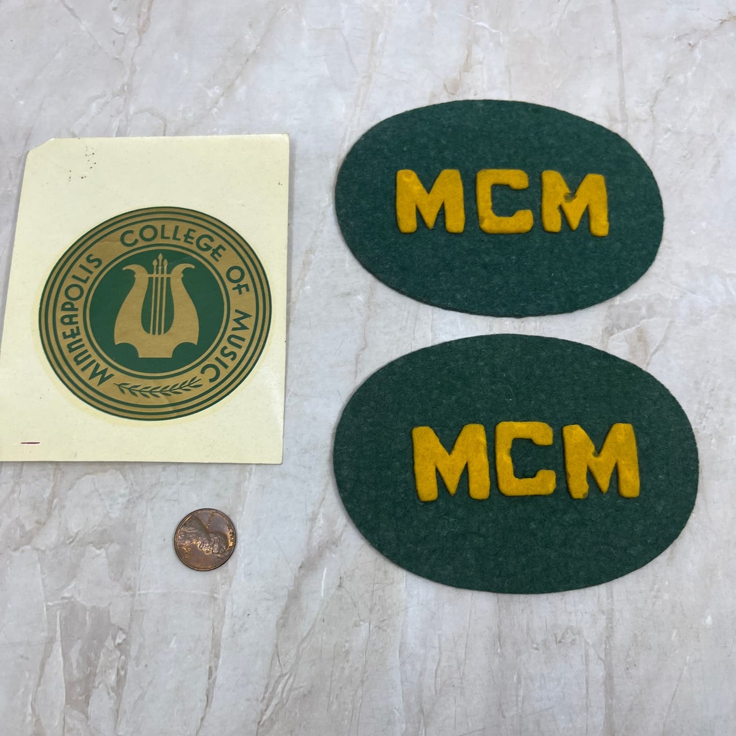 Vintage Minneapolis College of Music Decal and Wool Patch Set TI8-S5