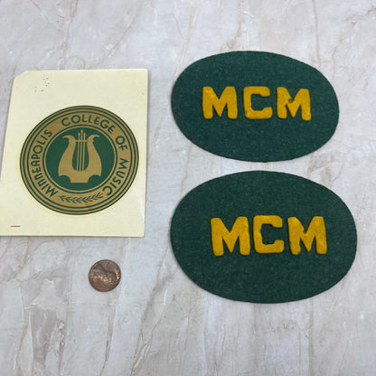 Vintage Minneapolis College of Music Decal and Wool Patch Set TI8-S5