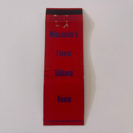 Wisconsin's Finest Billiard Room Uptown Cigar Store Oshkosh Matchbook TB6-MB2-9