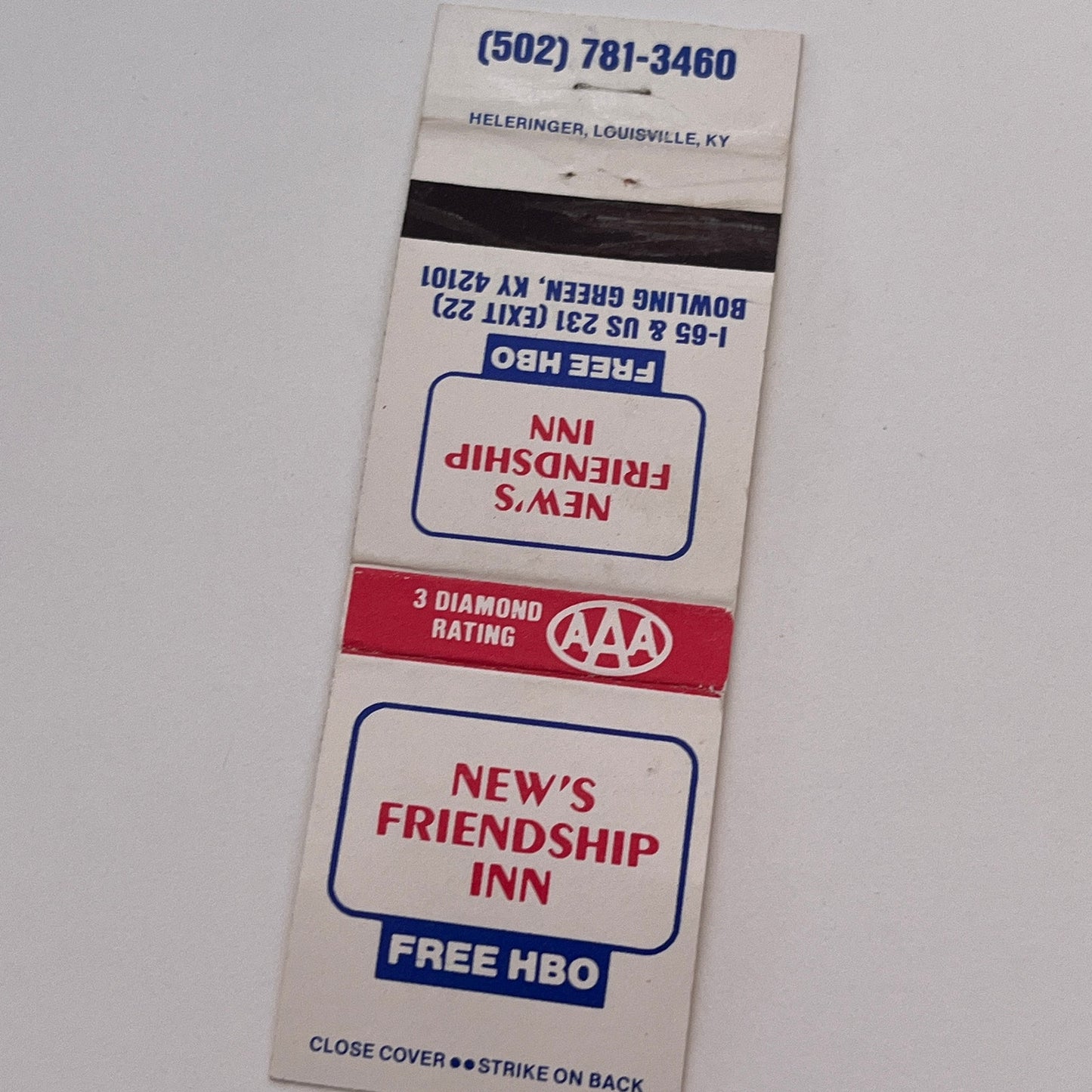 New's Friendship Inn Bowling Green KY Vintage Matchbook Cover TB6-MB2-3