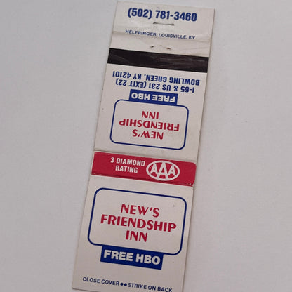 New's Friendship Inn Bowling Green KY Vintage Matchbook Cover TB6-MB2-3