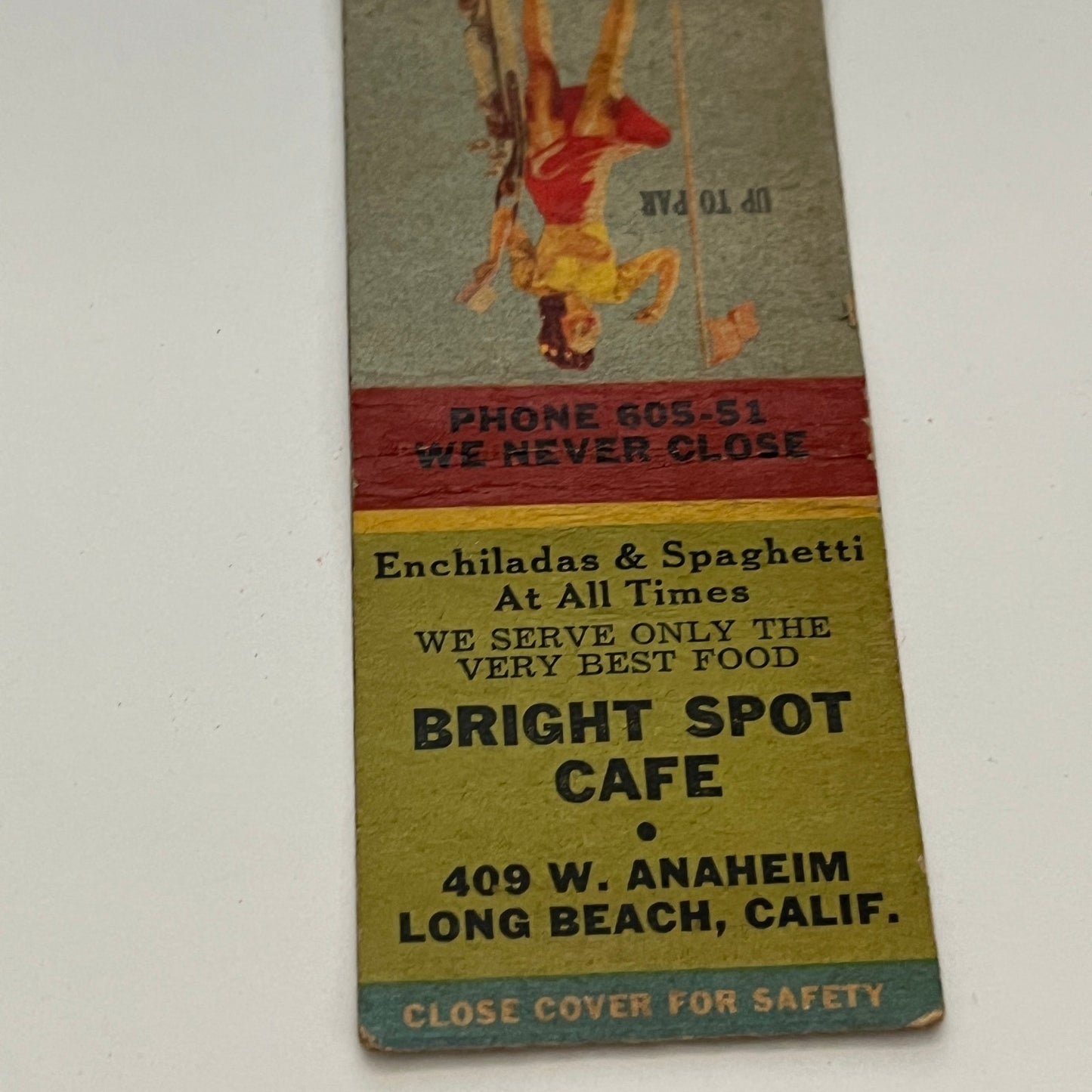 Bright Spot Cafe Long Beach CA Pinup Vintage Matchbook TB6-MB2-14