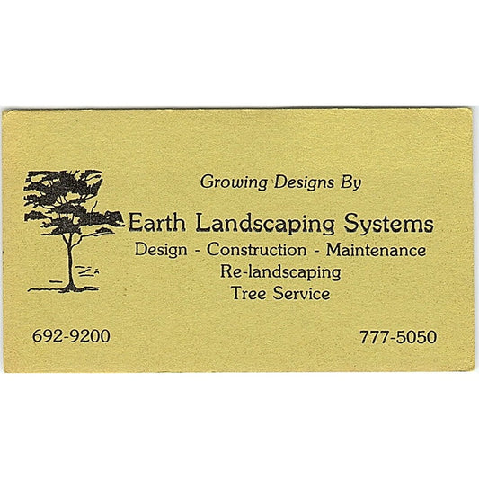 Earth Landscaping System Vintage Business Card SD9-B8