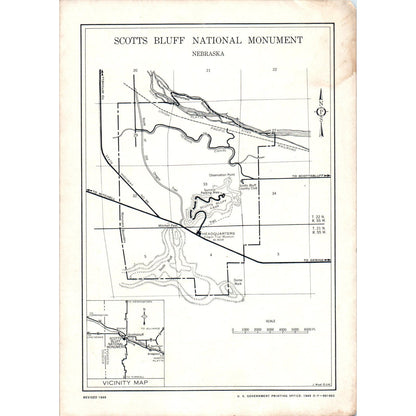 1949 Scotts Bluff National Monument Nebraska Fold Out Brochure AE2