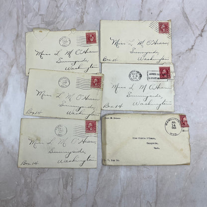 1921 L.M. Mickie O'Hearn Sunnyside WA Set of 6 Postal Cover Envelopes TG9-PC-5