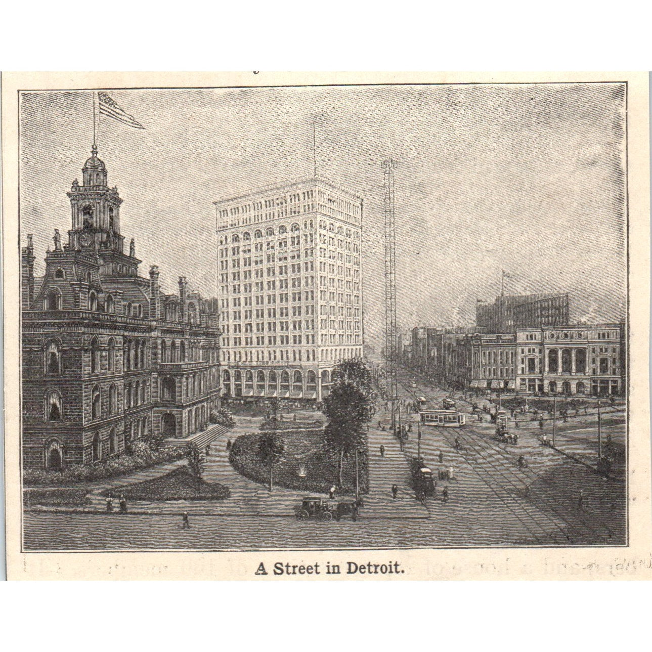 A Street in Detroit Michigan 1901 Engraving AF2-A6