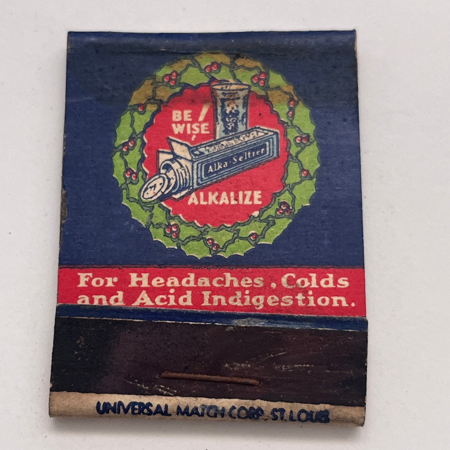 Alka-Seltzer Merry Christmas Jingle Vintage Matchbook Cover TB8-MB-7