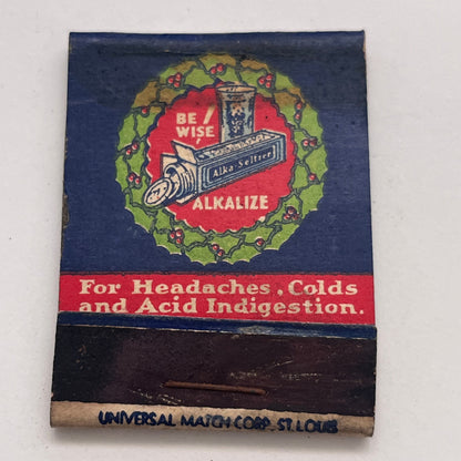 Alka-Seltzer Merry Christmas Jingle Vintage Matchbook Cover TB8-MB-7