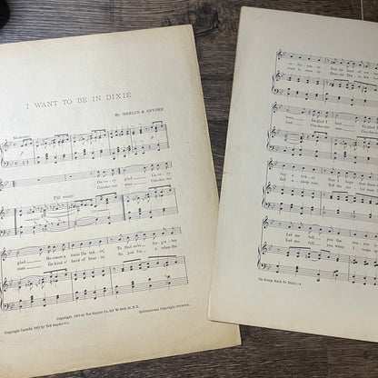 I Want to Be In Dixie Berlin & Snyder Joe Armstrong 1912 Sheet Music V13