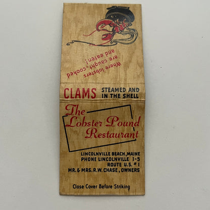 The Lobster Pound Restaurant R.W. Chase Lincolnville Matchbook Cover TB8-MB2-1