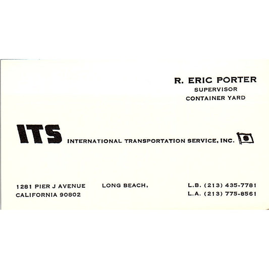 International Transportation R. Eric Porter Long Beach CA Business Card SB4-B11
