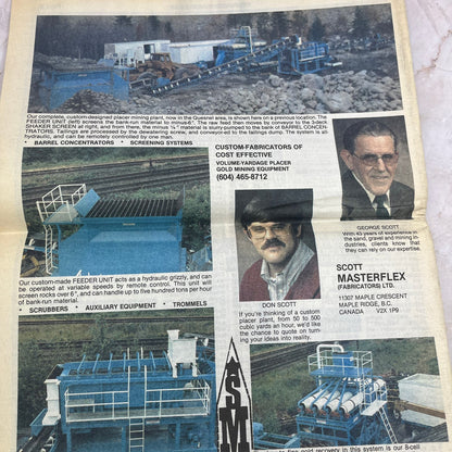 1985 The Placer Mining Times Newspaper Gold Mining Vancouver Canada M20
