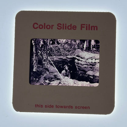 WWII c1945 Slide - Soldiers in a Foxhole at Sansapor New Guinea AG2-S8