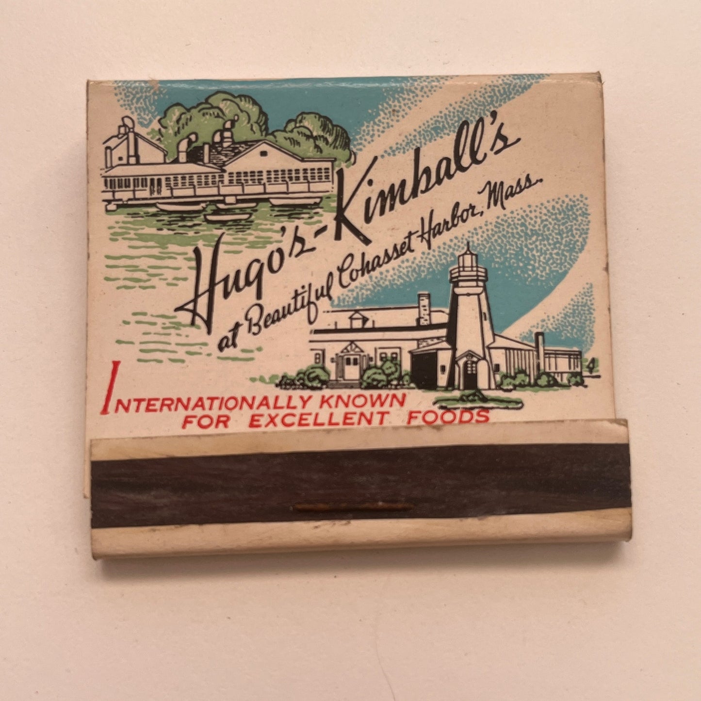 Hugo's-Kimball's Restaurant Cohasset Harbor MA Vintage Matchbook Cover TB8-MB2-9