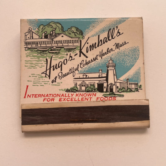 Hugo's-Kimball's Restaurant Cohasset Harbor MA Vintage Matchbook Cover TB8-MB2-9