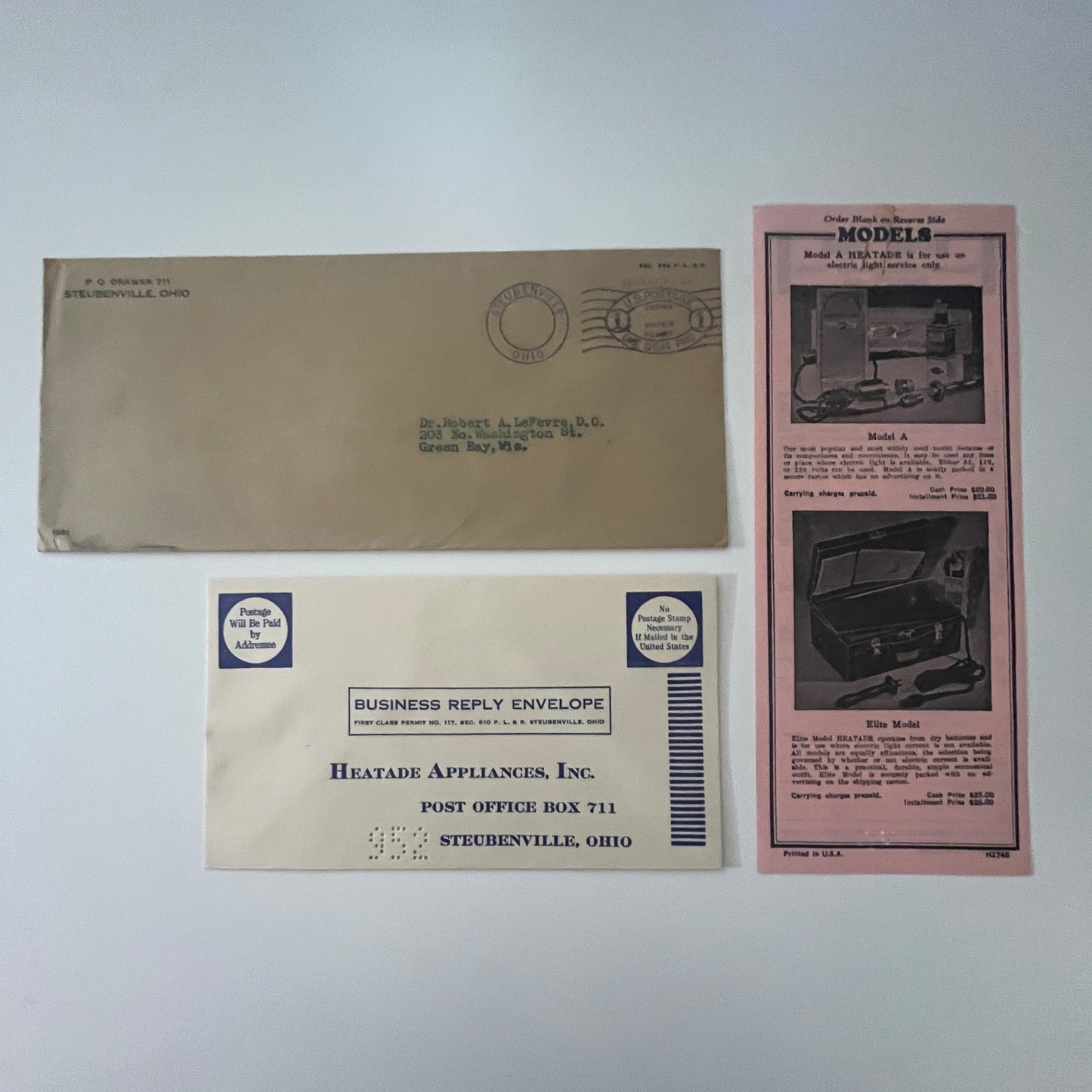 Harry J. Reed Heatade Appliances Inc Steubenville OH Vintage Advertising K22